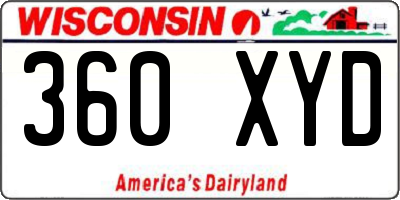 WI license plate 360XYD