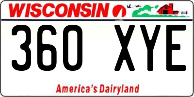 WI license plate 360XYE