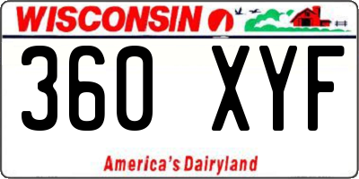 WI license plate 360XYF