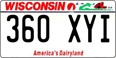 WI license plate 360XYI