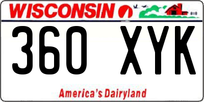 WI license plate 360XYK