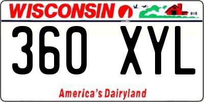 WI license plate 360XYL