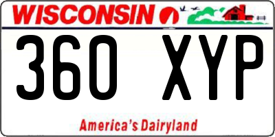WI license plate 360XYP
