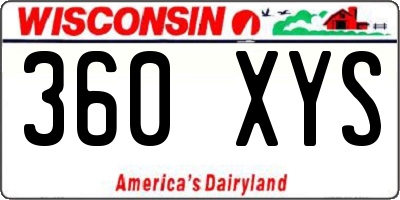 WI license plate 360XYS