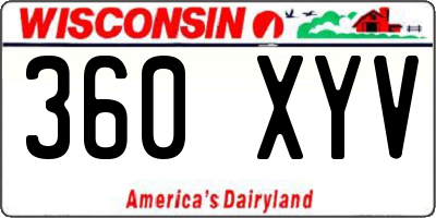 WI license plate 360XYV