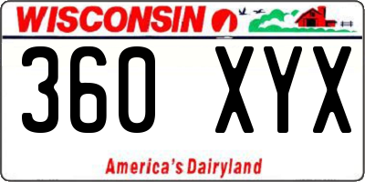 WI license plate 360XYX