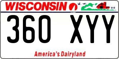 WI license plate 360XYY
