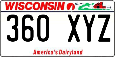 WI license plate 360XYZ