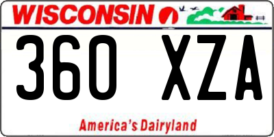 WI license plate 360XZA