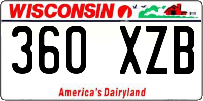 WI license plate 360XZB