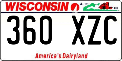 WI license plate 360XZC