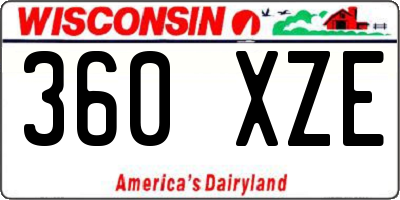WI license plate 360XZE