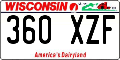 WI license plate 360XZF