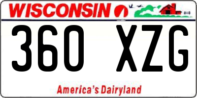 WI license plate 360XZG