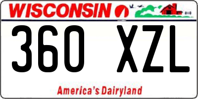 WI license plate 360XZL