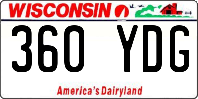 WI license plate 360YDG