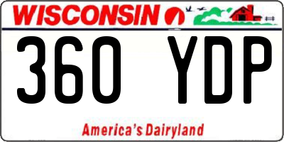 WI license plate 360YDP