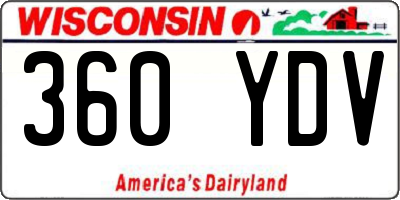 WI license plate 360YDV