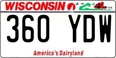 WI license plate 360YDW