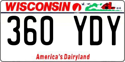 WI license plate 360YDY