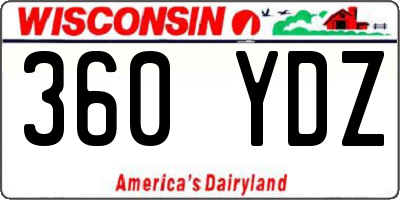 WI license plate 360YDZ