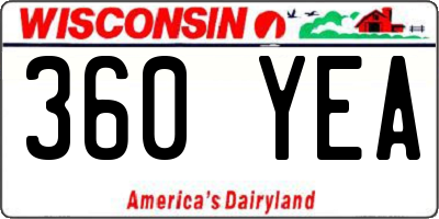 WI license plate 360YEA