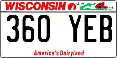 WI license plate 360YEB