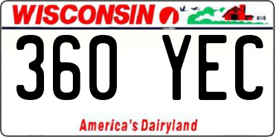WI license plate 360YEC