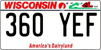 WI license plate 360YEF