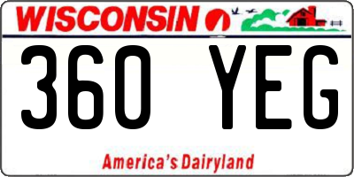 WI license plate 360YEG