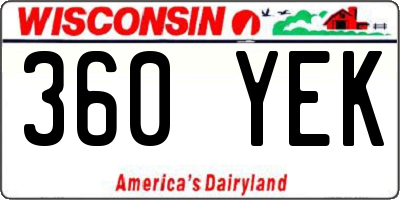 WI license plate 360YEK