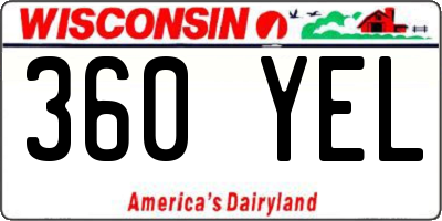 WI license plate 360YEL