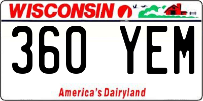 WI license plate 360YEM
