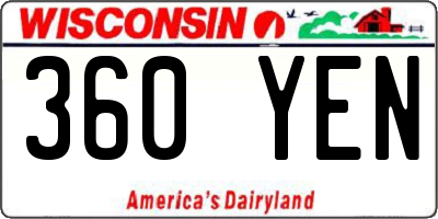 WI license plate 360YEN