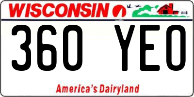 WI license plate 360YEO