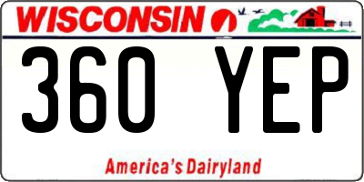 WI license plate 360YEP