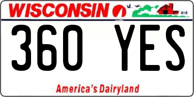 WI license plate 360YES