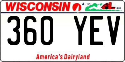 WI license plate 360YEV