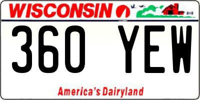 WI license plate 360YEW