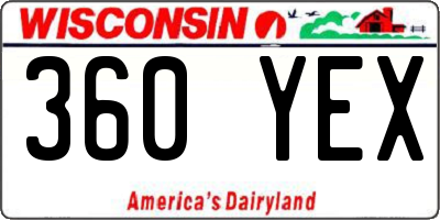 WI license plate 360YEX