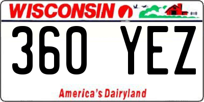 WI license plate 360YEZ