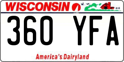 WI license plate 360YFA