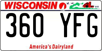 WI license plate 360YFG
