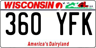 WI license plate 360YFK