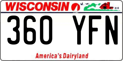 WI license plate 360YFN