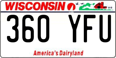 WI license plate 360YFU