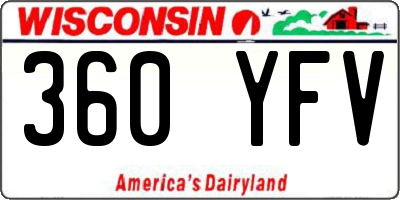 WI license plate 360YFV