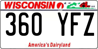 WI license plate 360YFZ