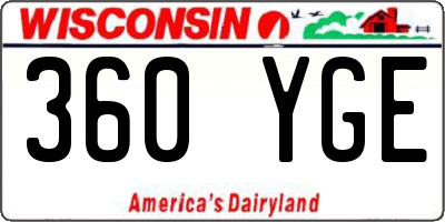 WI license plate 360YGE