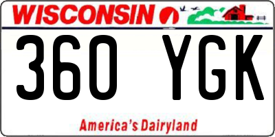 WI license plate 360YGK